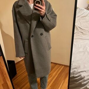 Women's Gray Double-Breasted Coat